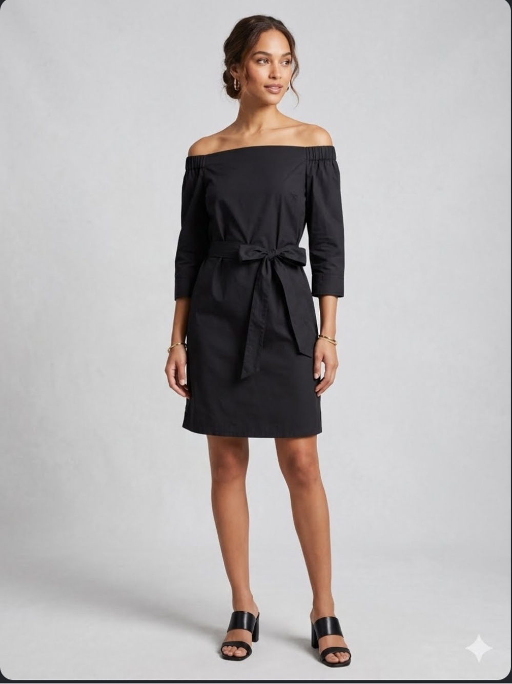 Theory Black Off-the-Shoulder Tie-Waist Mini Dress with pockets 1073